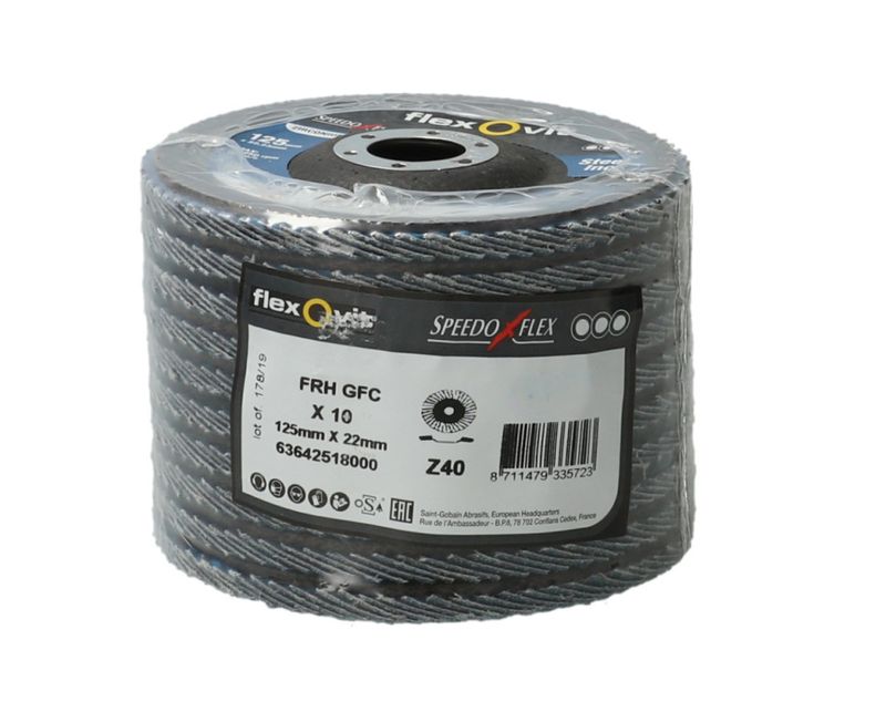 Flexovit Speedoflex lamellrondell konisk K40 125 x 22,23 mm – 10 stk